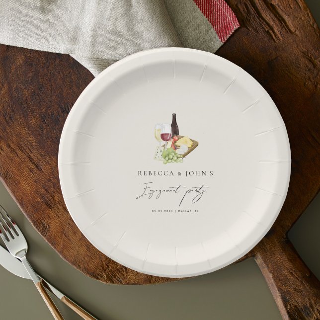 Plato De Papel Elegante fiesta de compromiso de vino y queso (Subido por el creador)