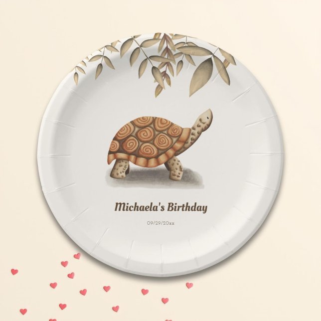 Plato De Papel Elegante fiesta de cumpleaños de Tortoise (Subido por el creador)