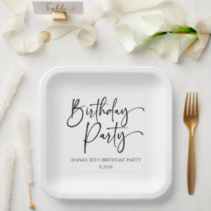 Plato De Papel Elegante fiesta de cumpleaños Minimalista moderno