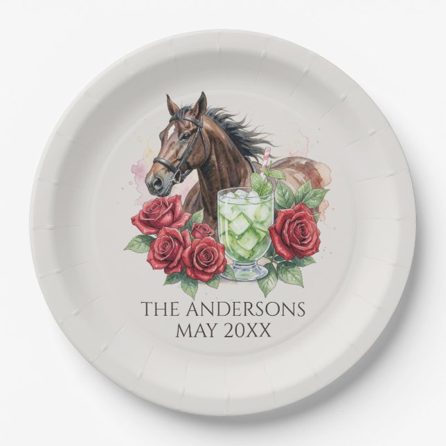 Plato De Papel Elegante fiesta de Derby  (Anverso)