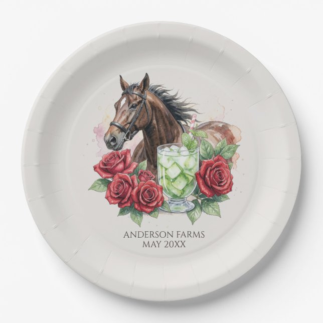 Plato De Papel Elegante fiesta de Derby  (Anverso)