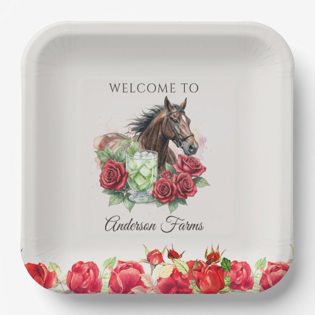 Plato De Papel Elegante fiesta de Derby  (Anverso)