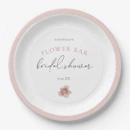 Plato De Papel Elegante fiesta de despedida floral rosa