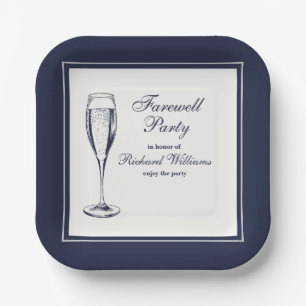 Plato De Papel Elegante Fiesta de despedida formal oscuro Bleu Wh