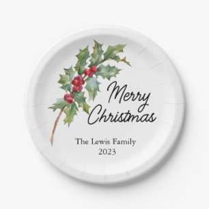 Plato De Papel Elegante fiesta de feriado de invierno de Berries