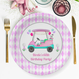 Plato De Papel Elegante Fiesta de golf femenina Cart Cumpleaños