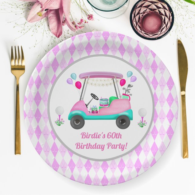 Plato De Papel Elegante Fiesta de golf femenina Cart Cumpleaños (Subido por el creador)