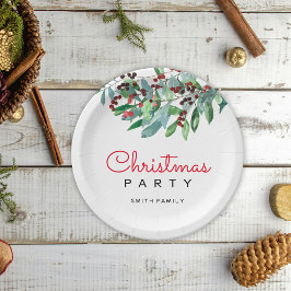 Plato De Papel Elegante Fiesta de Navidades de la vegetación