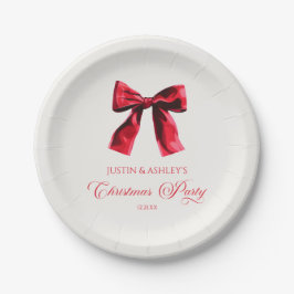 Plato De Papel Elegante Fiesta de Navidades Red Coquette Bow