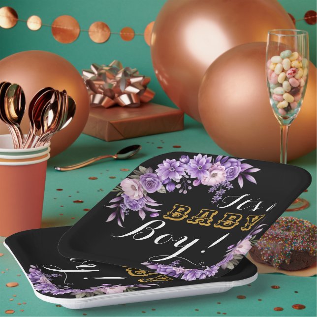 Plato De Papel Elegante Fiesta de niño pequeño con flores rosadas (Multi)