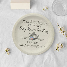 Plato De Papel Elegante Fiesta de té vintage | BABY SHOWER