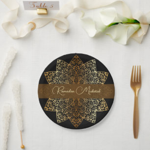 Plato De Papel Elegante Fiesta Ornamental Ramadan Mubarak Iftar