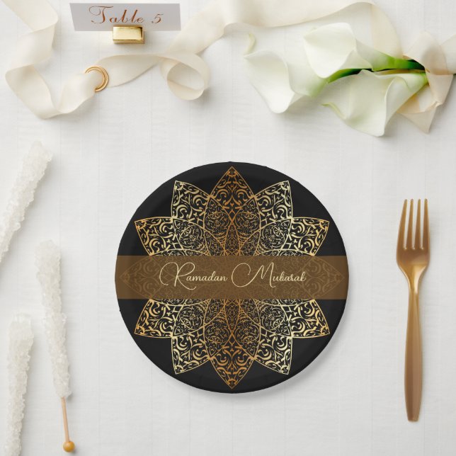 Plato De Papel Elegante Fiesta Ornamental Ramadan Mubarak Iftar (Boda)