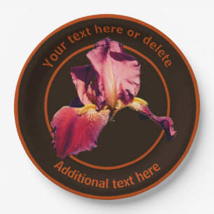 Plato De Papel Elegante Fiesta Personalizado De Flor Iris