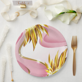 Plato De Papel Elegante flama de oro Rosa