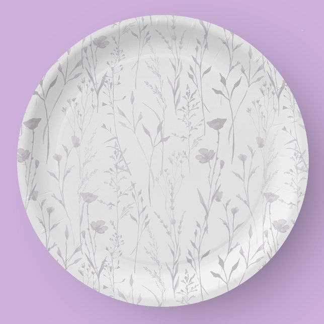 Plato De Papel Elegante Flor de Primavera Boho Pastel  (Elegant Pastel Spring Boho Wildflower Paper Plates)