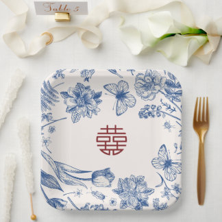 Plato De Papel Elegante Flor Doble Xi Boda China