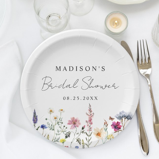 Plato De Papel Elegante Flor Silvestre Meadow Bridal Shower (Subido por el creador)