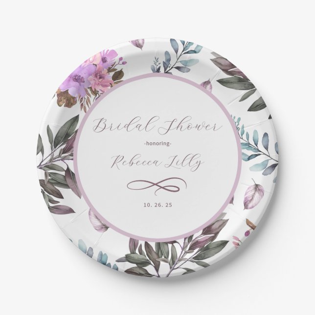 Plato De Papel Elegante Floral (Anverso)