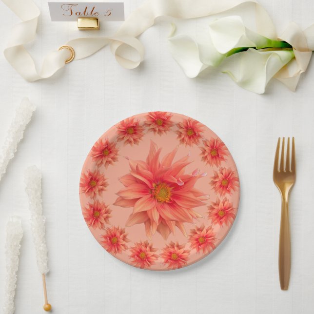 Plato De Papel Elegante Floral,  (Boda)