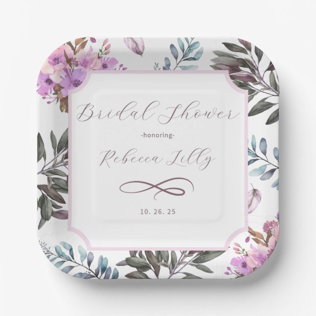 Plato De Papel Elegante Floral (Anverso)