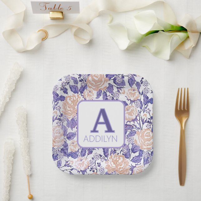 Plato De Papel Elegante Floral Baby Girl Shower (Boda)