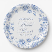 Elegante Floral Blue Chinoiserie Bridal Shower