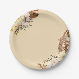 Plato de Papel Elegante Floral Boho para Cualquier