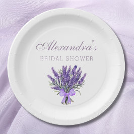 Plato De Papel Elegante Floral Bow Lavender Bridal Shower