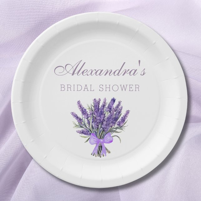 Plato De Papel Elegante Floral Bow Lavender Bridal Shower (Subido por el creador)