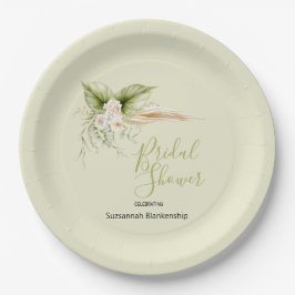 Plato De Papel Elegante Floral Corner Bridal Shower Template