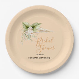 Plato De Papel Elegante Floral Corner Bridal Shower Template