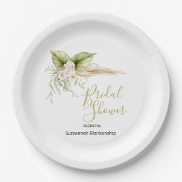 Plato De Papel Elegante Floral Corner Bridal Shower Template