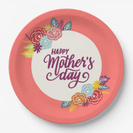 Plato De Papel Elegante Floral feliz Día de la Madre | Placa de p