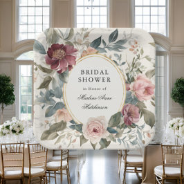 Plato De Papel Elegante Floral Francés Gold Bridal Tea de Ducha