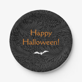 Plato De Papel Elegante floral negra de Halloween