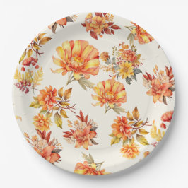 Plato De Papel Elegante floral otoñal