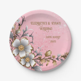 Plato De Papel Elegante fondo de Boda de espuma rosa