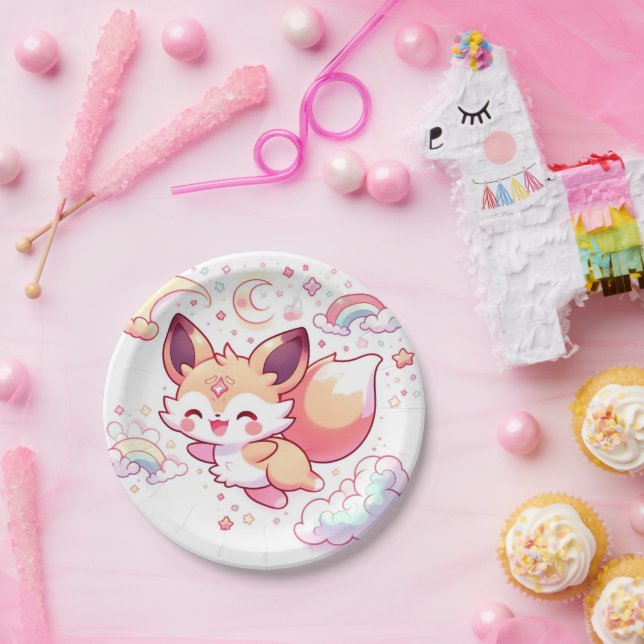 Plato De Papel Elegante Forest Fox Baby Shower (Fiesta)