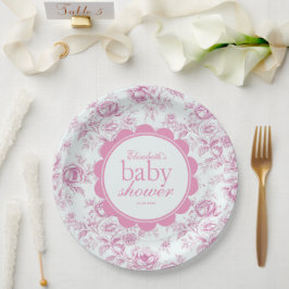Plato De Papel Elegante Garden Pink Chinoiserie Baby Shower
