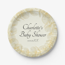 Plato De Papel Elegante género Baby Shower Neutral de 7 pulgadas