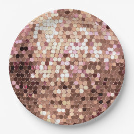 Plato De Papel Elegante Glam Rosa Gold Rubor Confetti rosa