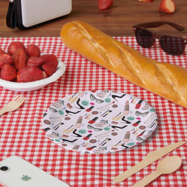 Plato De Papel Elegante glamur de artista Rubor Girly Pink (Picnic)