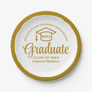 Plato De Papel Elegante Graduación de la Escuela de Negocios de O