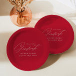 Plato De Papel Elegante Graduación Roja Minimalista<br><div class="desc">Elegantes placas de papel de graduación con "Graduado" exhibidas en un hermoso guión blanco con un fondo rojo. Personalice las matrículas agregando el nombre del graduado, el nombre de la escuela y el año de graduación. Las placas personalizadas de papel para la graduación son perfectas tanto para fiestas de bachillerato...</div>