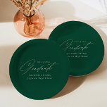 Plato De Papel Elegante Graduación Verde Minimalista<br><div class="desc">Elegantes placas de papel de graduación con "Graduado" exhibidas en un hermoso guión blanco con un fondo verde. Personalice las matrículas agregando el nombre del graduado, el nombre de la escuela y el año de graduación. Las placas personalizadas de papel para la graduación son perfectas tanto para fiestas de bachillerato...</div>