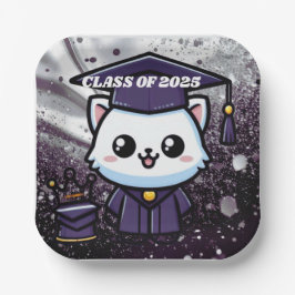 Plato De Papel Elegante Gratuación Kitty Purple Gown Balloon