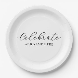 Plato De Papel Elegante guión Celebrar Personalizado