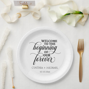 Plato De Papel Elegante guión de "nuestro eterno Boda"