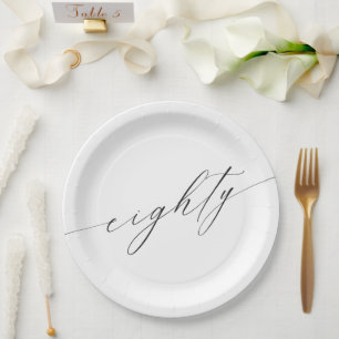 Plato De Papel Elegante guión moderno de Moda 80 cumpleaños